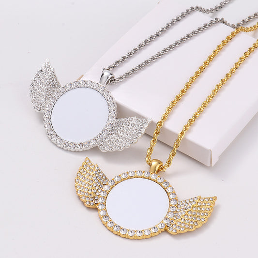 Angel Wings Blank Thermal Transfer Supplies Necklace